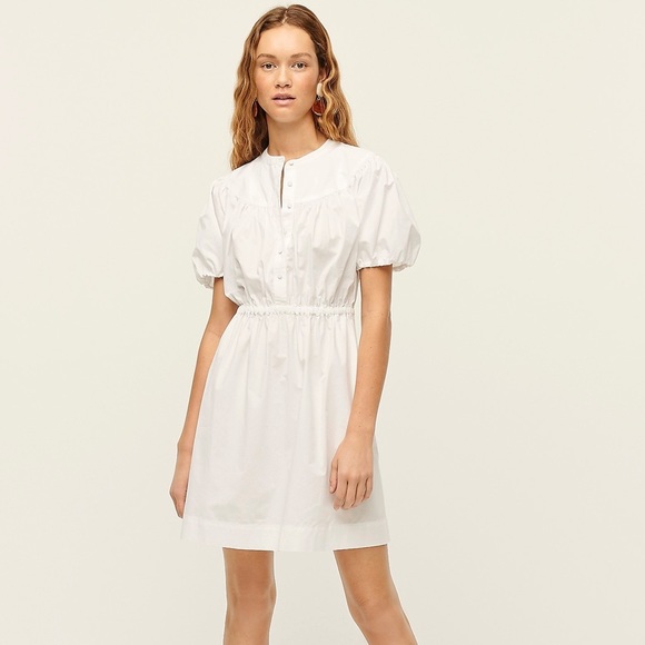 Relisted! J Crew S Cottagecore White Puff Sleeve Cotton Poplin Shirtdress - Picture 4 of 17